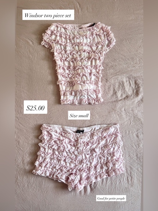 Windsor Tops - Ruffled Two-Piece Set in Light Pink